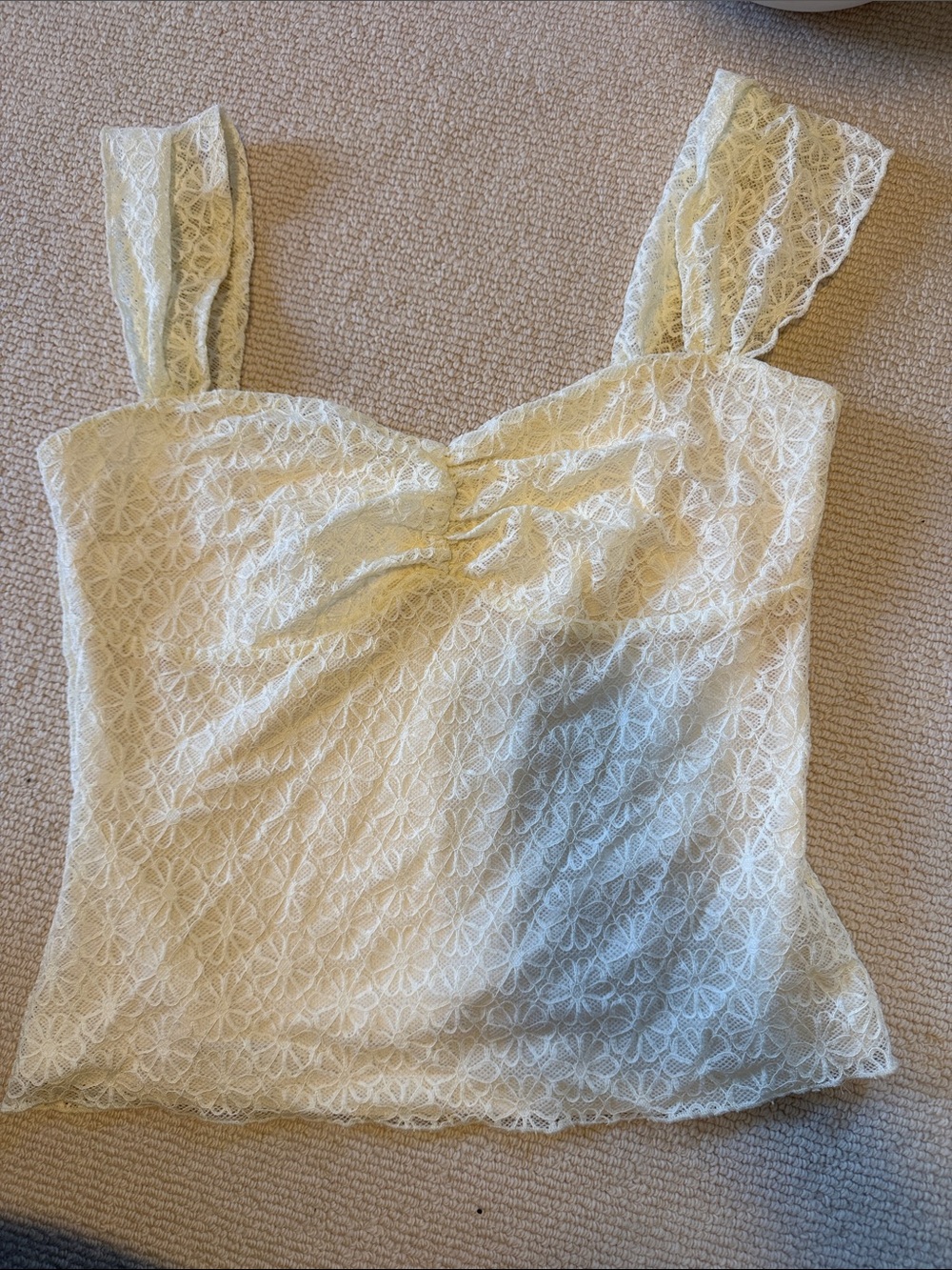 Lace-Detail Cream Camisole with Wide Straps